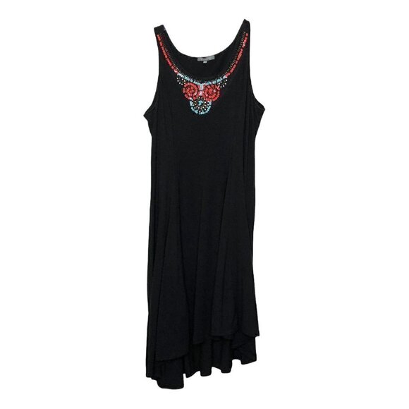 Ny COLLECTION Black Sleeveless Asymmetric High-Low Dress Sequins Beaded Size 1X - Picture 1 of 6